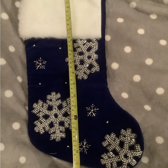 BNWT Set of 4 Navy blue  sequinned beaded Christmas Stockings - Picture 8 of 8